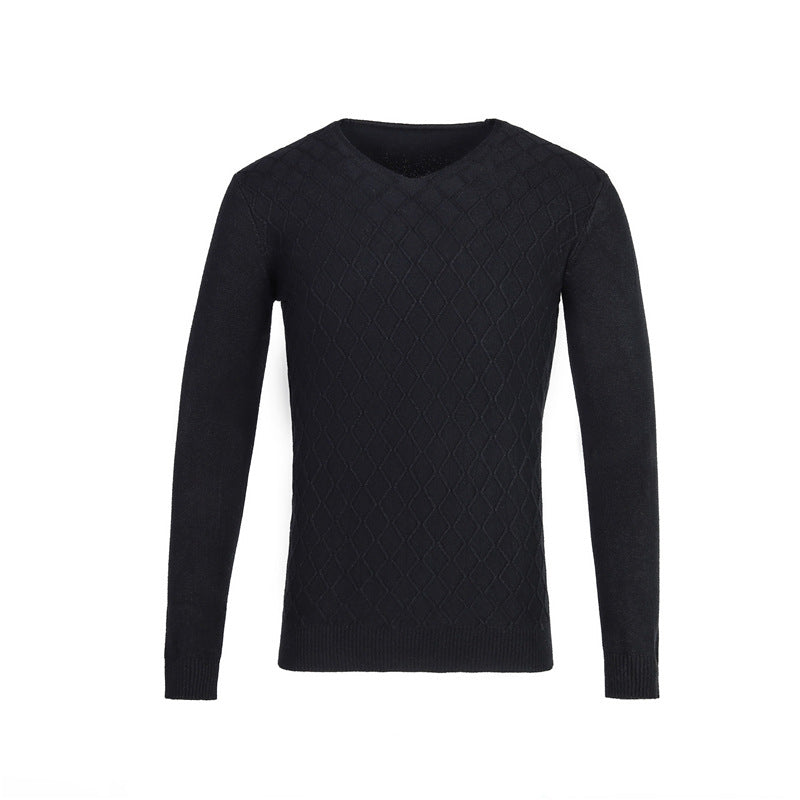 Men's V-neck sweater with textured pattern Skorter