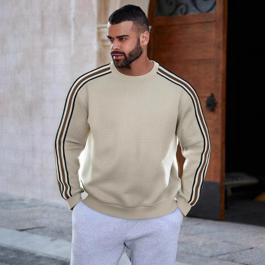 Men's sporty sweatshirt with textured surface and modern stripes Skorter