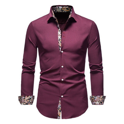 Men's long-sleeve shirt with modern paisley pattern and exclusive details Skorter