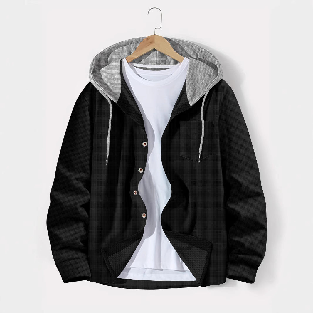 Men's versatile hoodie shirt with textured surface and practical chest pocket Skorter