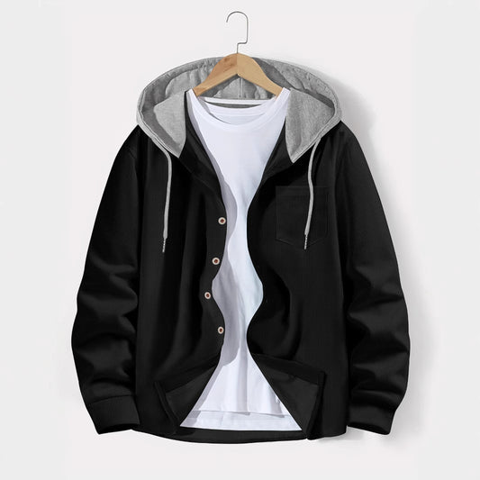 Men's versatile hoodie shirt with textured surface and practical chest pocket Skorter