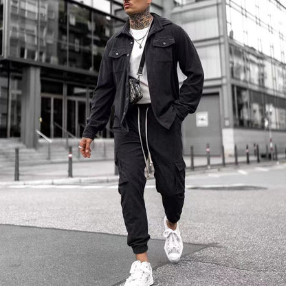 Men's stylish cargo pants with practical cut and casual jacket Skorter