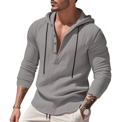 Men's stylish hooded shirt with button placket and casual fit Skorter