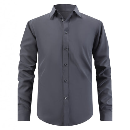 Men's stylish long-sleeve shirt with smooth texture and classic collar Skorter