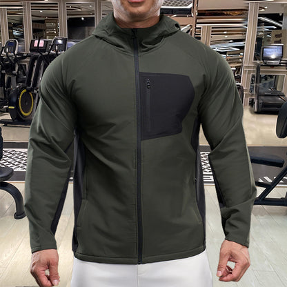 Andningsbar sportjacka för män med praktiska dragkedjefickor Skorter