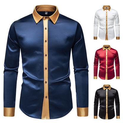 Men's elegant long-sleeve shirt with satin accents Skorter