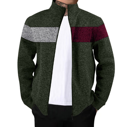 Men's sporty stand-up collar sweater with contrasting color areas and high-quality cotton Skorter