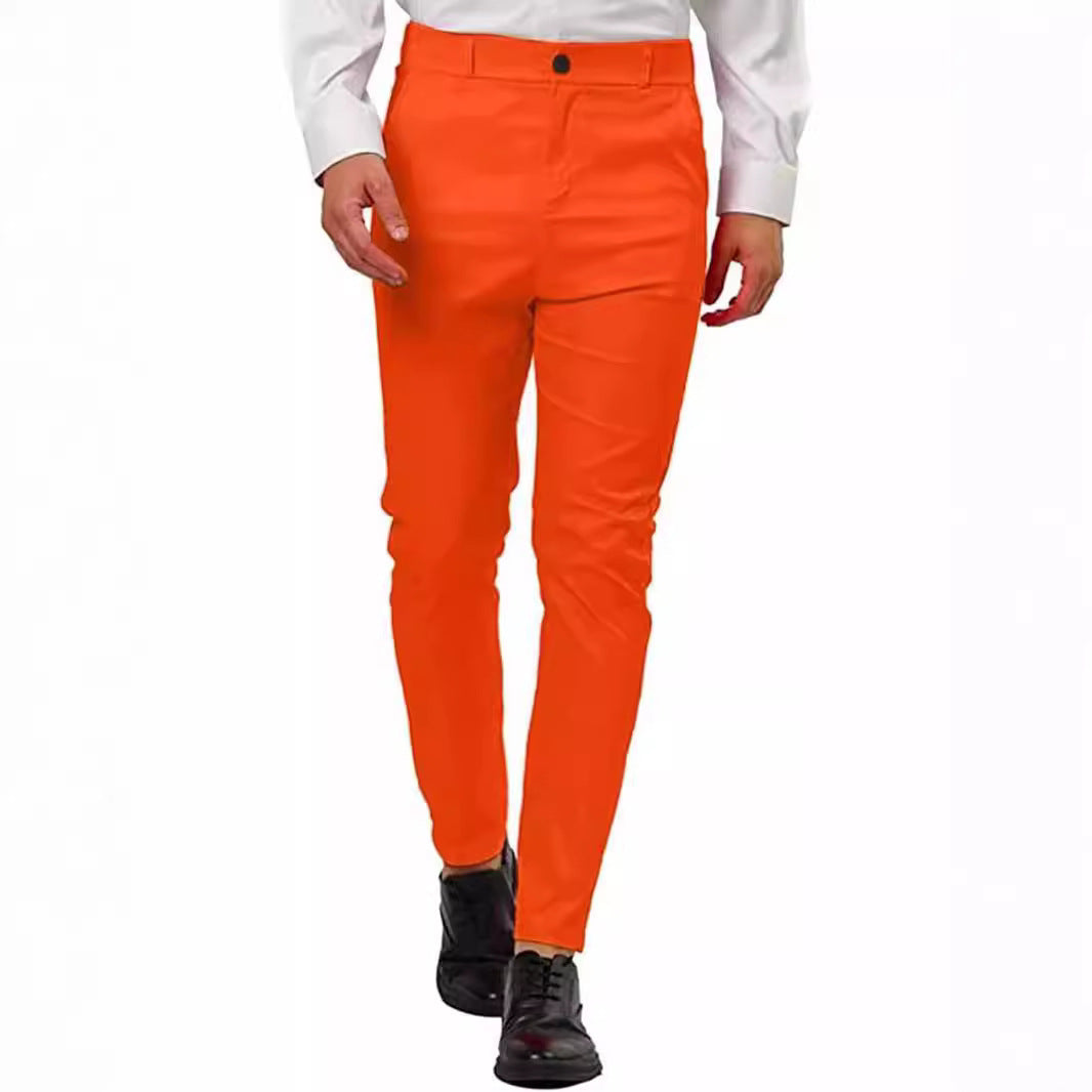 Men's Fashion Slim-Fit Chino Pants with Elastic Waistband and Innovative Design Skorter