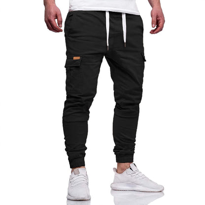 Men's Cargo Jogging Pants with Elastic Waistband and Multiple Pockets Skorter