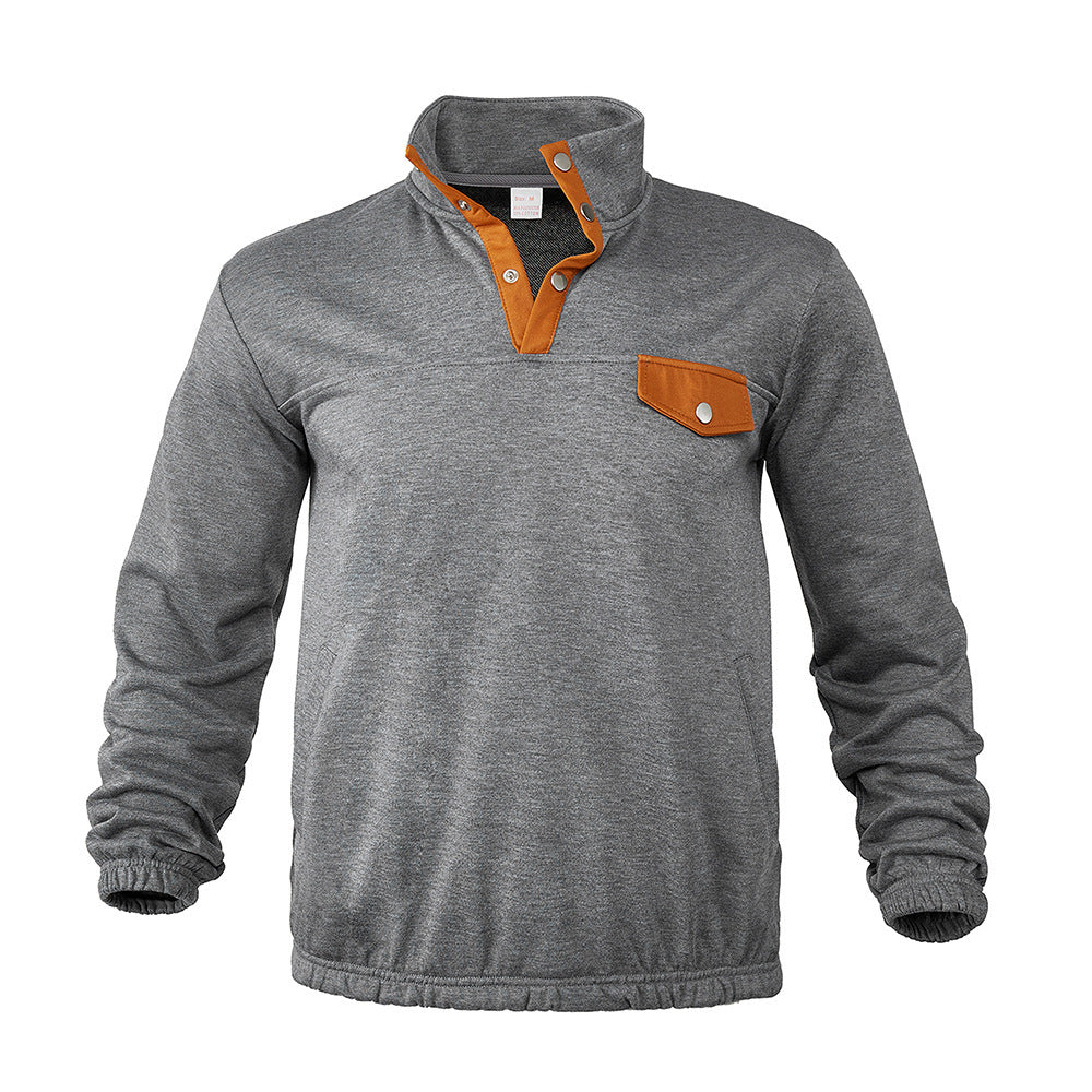 Men's Stylish Pullover with Half Zipper and Practical Chest Pocket Skorter