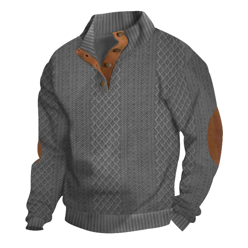 Men's sweatshirt with textured knit pattern and leather details Skorter