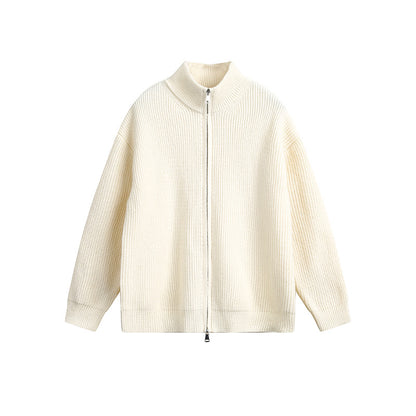 Men's chunky knit jacket with high collar and full zip Skorter