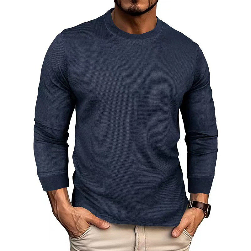 Men's Fashion Long Sleeve Shirt with Textured Ribbed Look Skorter