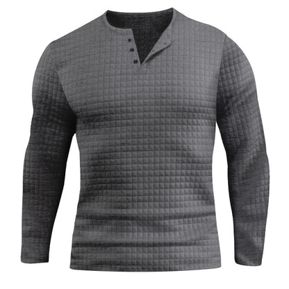 Men's Long Sleeve Shirt with Textured Design and Fashionable Button Closure Skorter