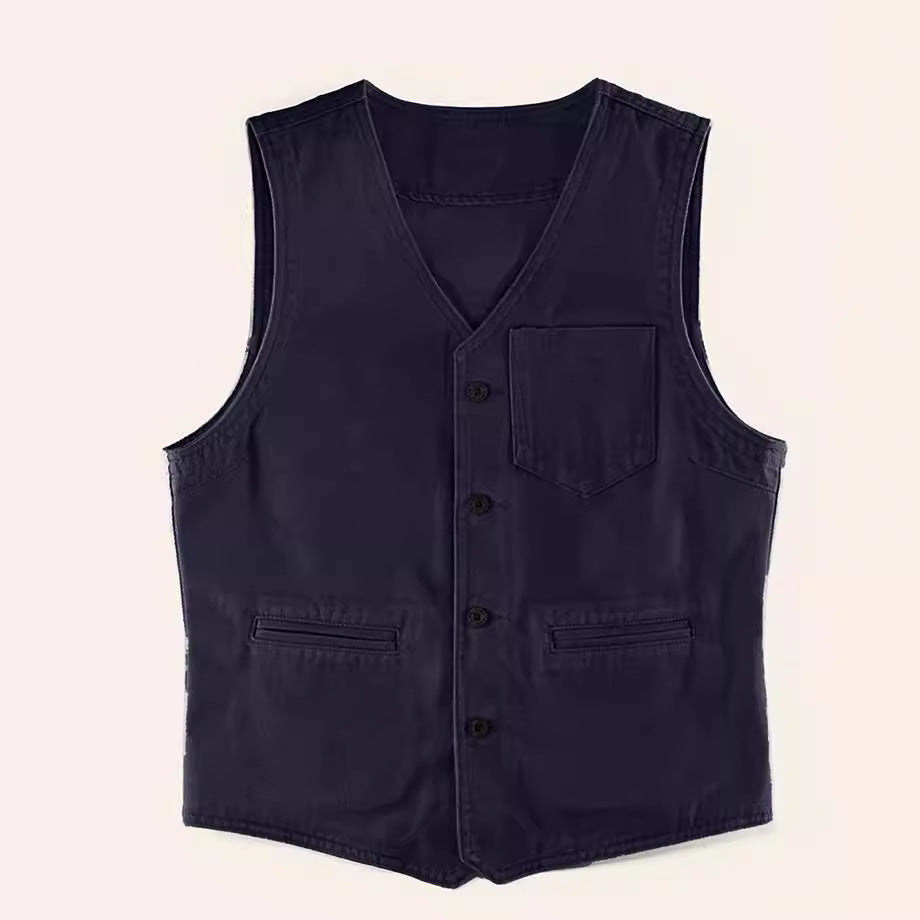Men's fashionable vest in vintage style with pockets Skorter