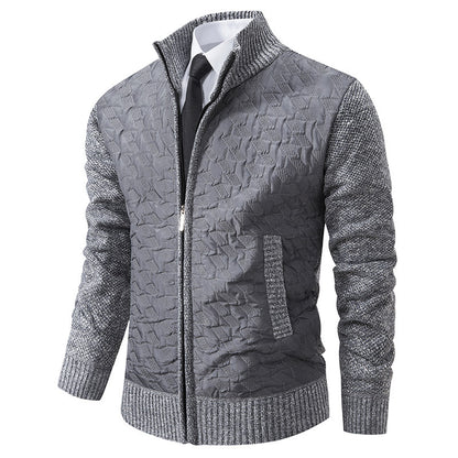 Men's stylish padded jacket with textured outer material and high collar Skorter