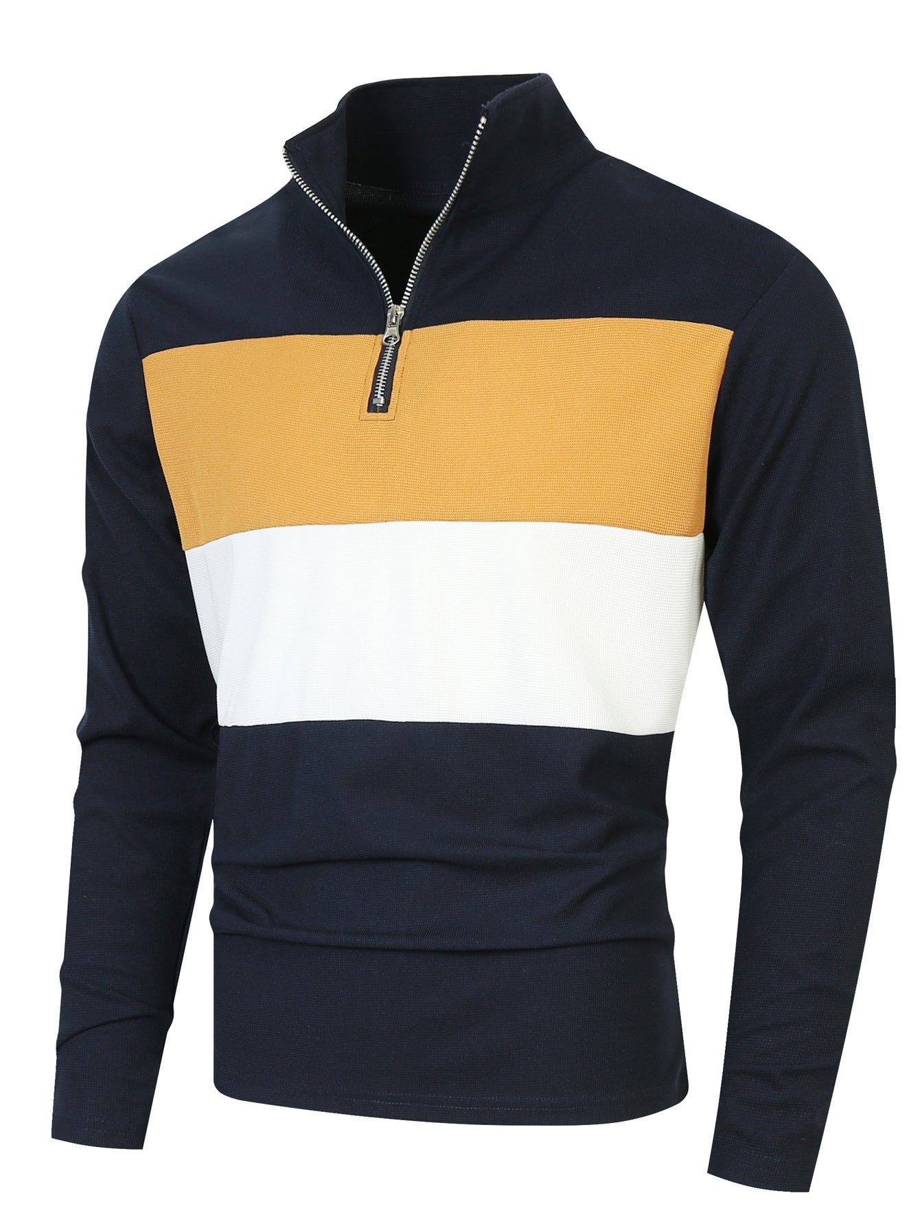 Men's sporty pullover with stand-up collar and deep zipper Skorter