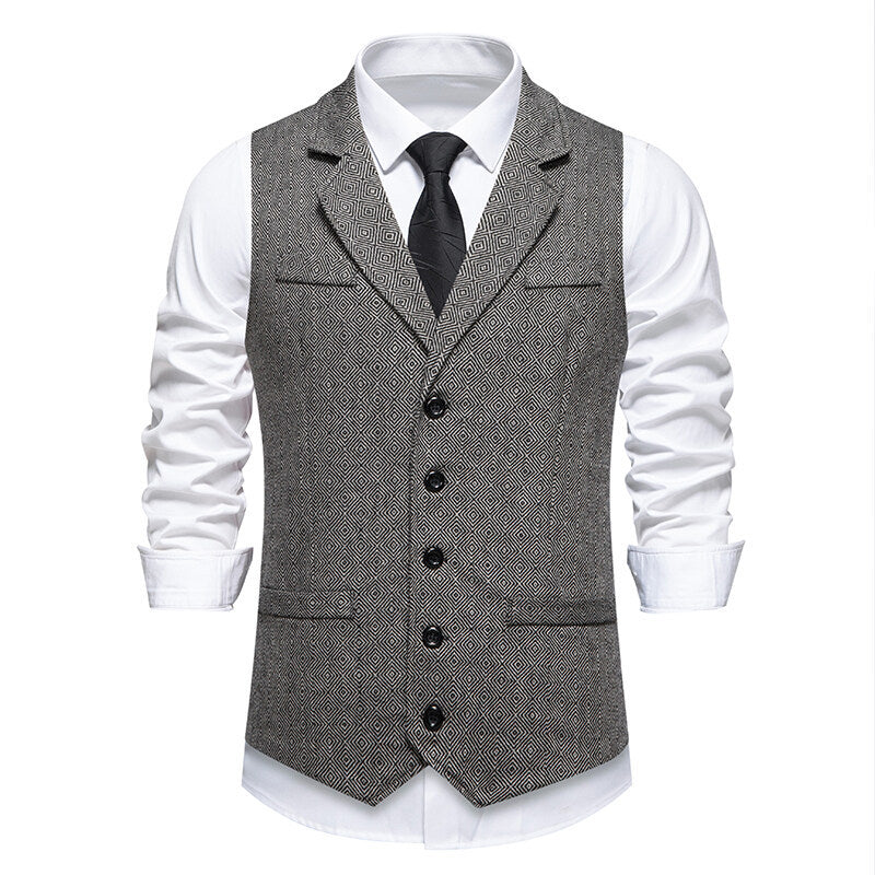 Men's suit vest in elegant herringbone pattern with practical pockets Skorter