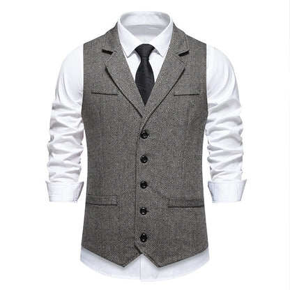 Men's suit vest in elegant herringbone pattern with practical pockets Skorter
