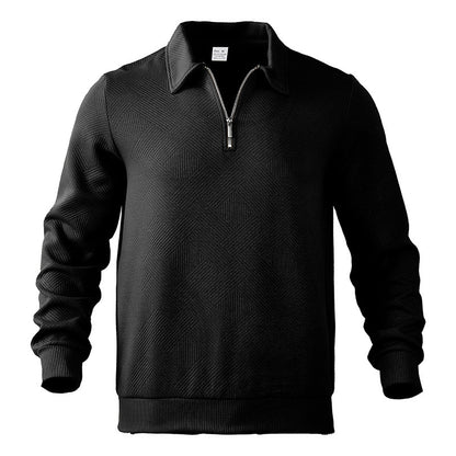 Men's Sporty Sweater with Zipper and Textured Design Skorter