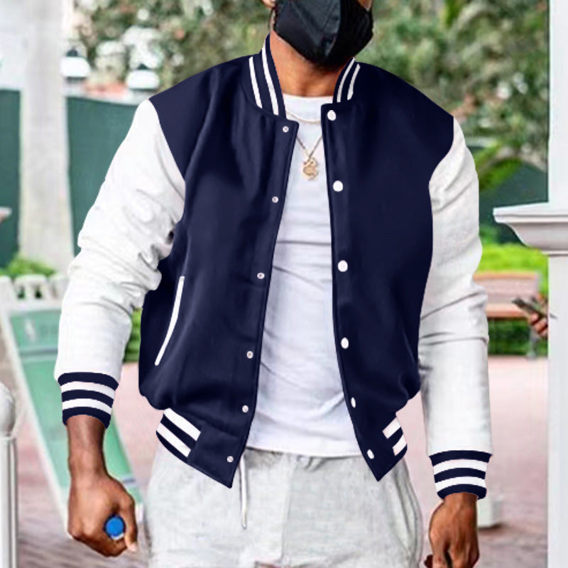 Men's varsity jacket with contrasting sleeves and sporty details Skorter
