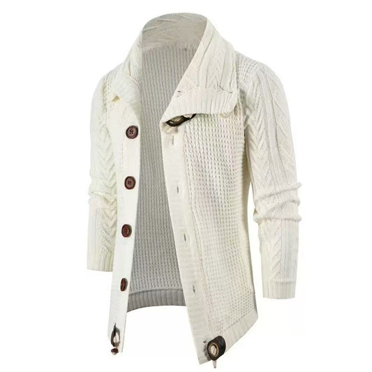 Men's cardigan with shawl collar and wooden buttons Skorter