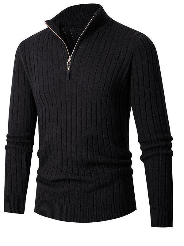 Men's pullover with stand-up collar and textured rib design Skorter