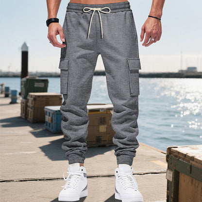 Men's cargo joggers with elastic waistband and practical side pockets Skorter 1760051045