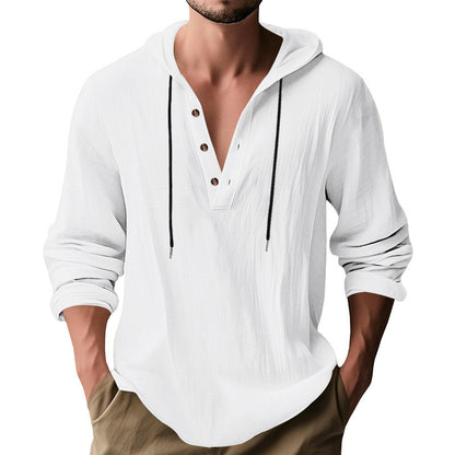 Men's stylish hooded shirt with button placket and casual fit Skorter