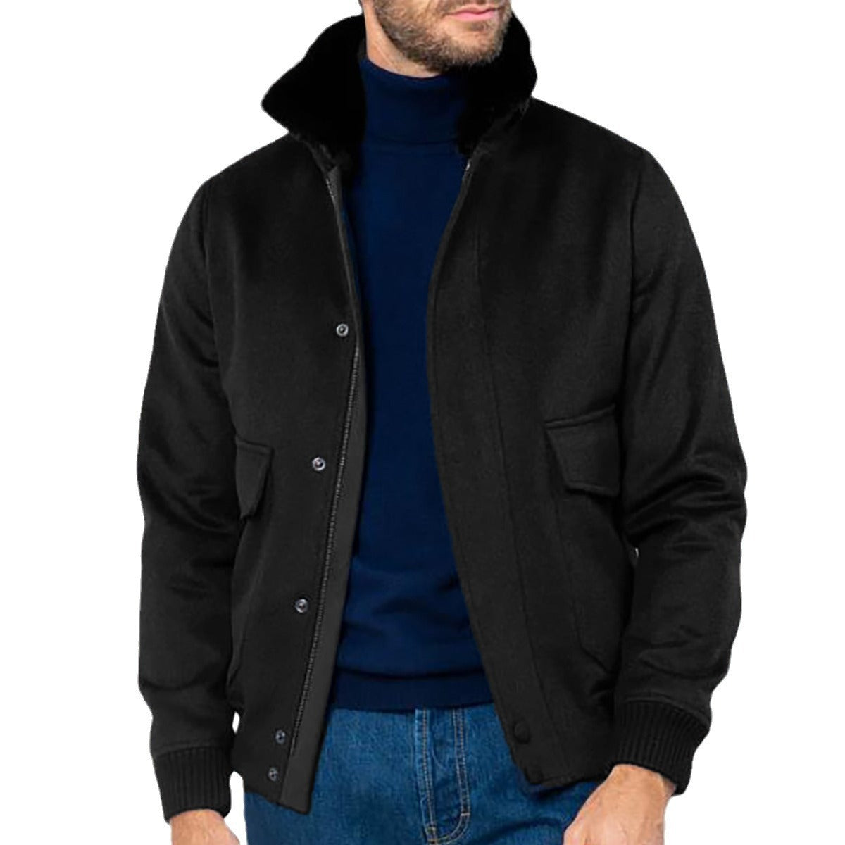 Men's stylish transitional jacket with soft collar and practical side pockets Skorter