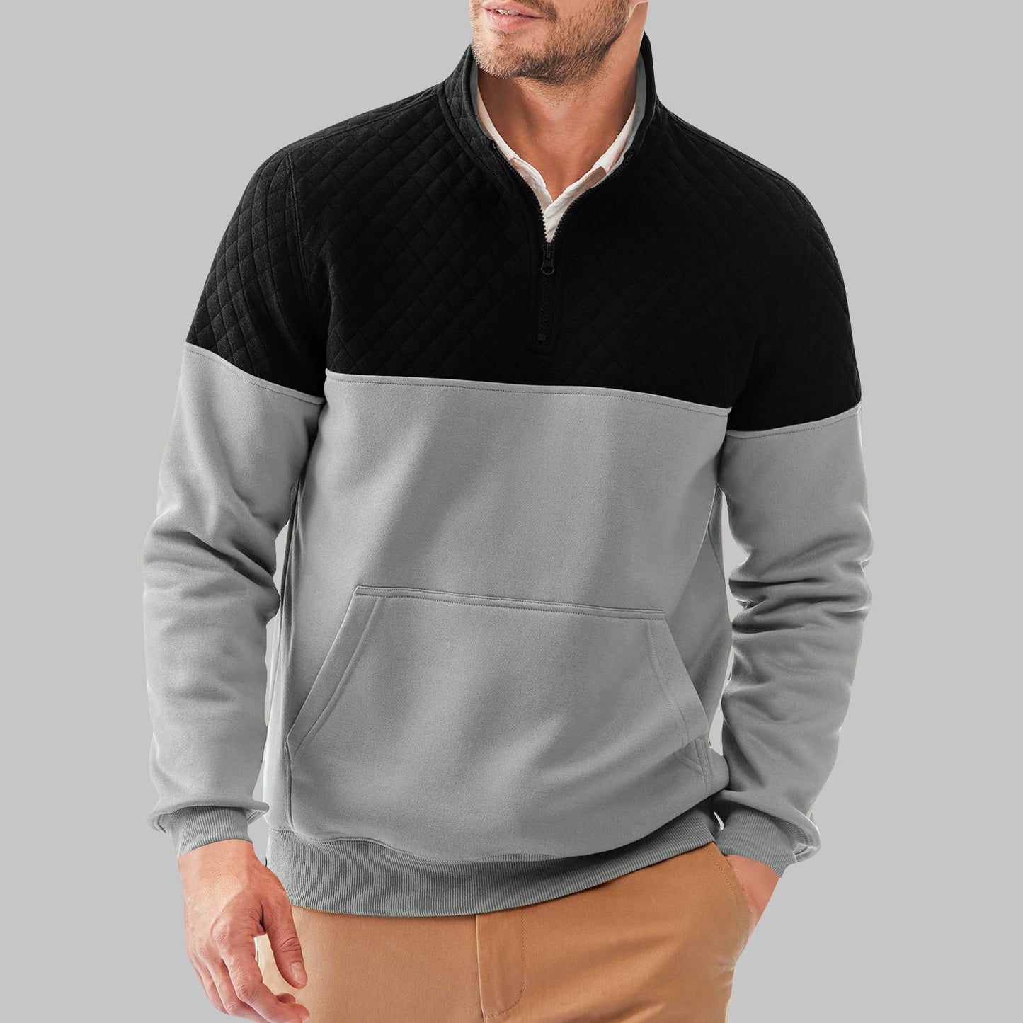 Men's sporty pullover with stand-up collar and pockets Skorter