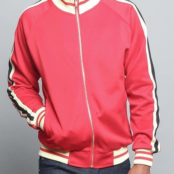 Men's sporty sweat jacket with contrasting color accents and high-quality zipper Skorter