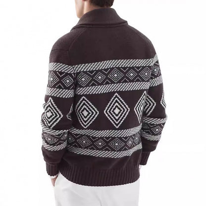 Men's cardigan with modern graphic pattern and classic collar Skorter