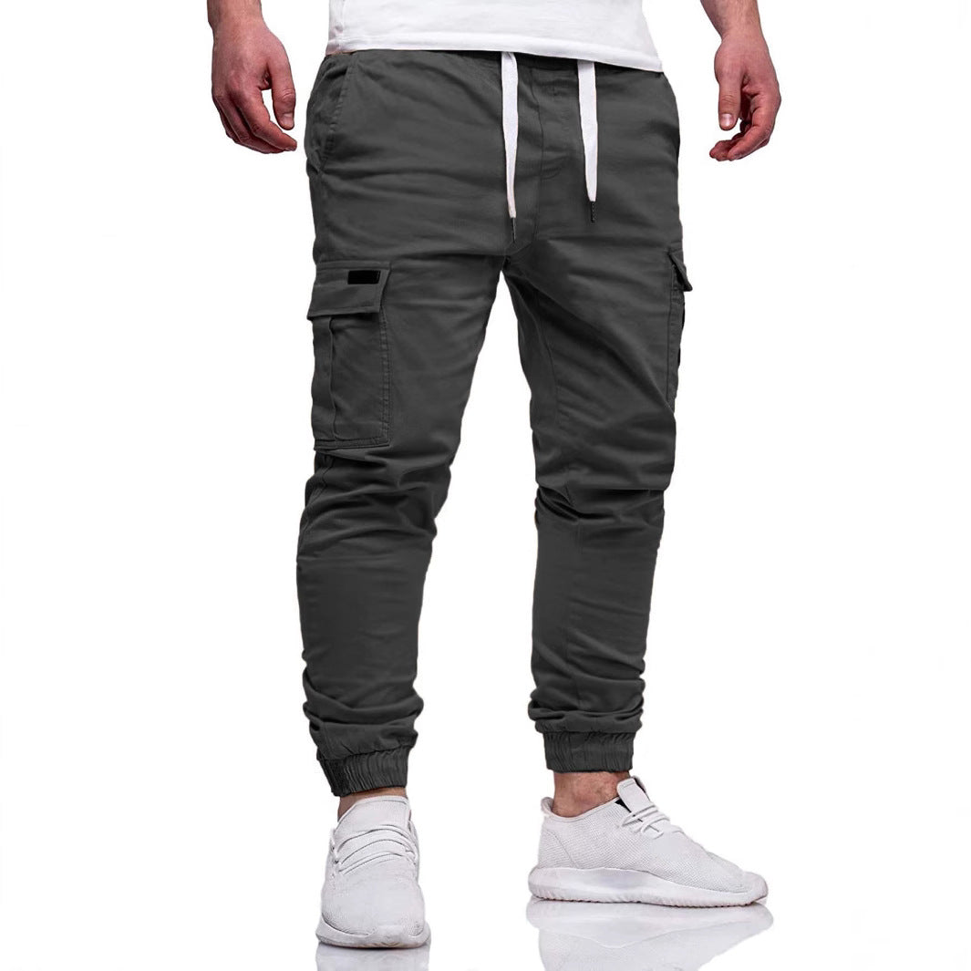 Men's Cargo Jogging Pants with Elastic Waistband and Multiple Pockets Skorter