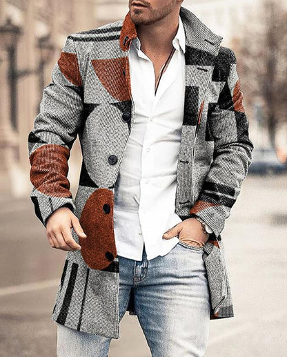 Men's wool coat in modern check design with tailored fit Skorter