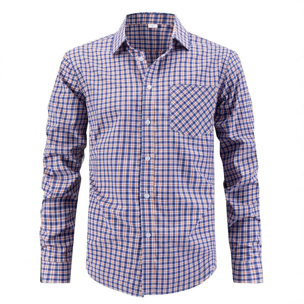 Men's stylish checkered shirt with chest pocket and elegant fit Skorter