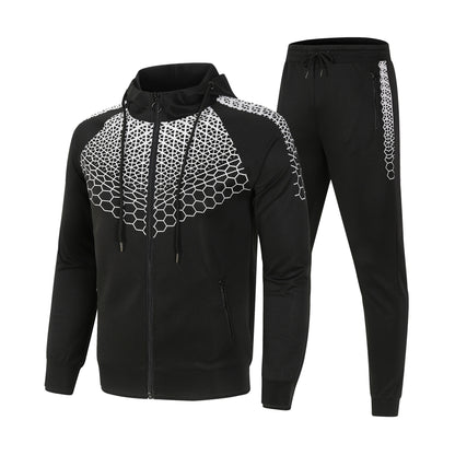 Men's sporty tracksuit set with innovative honeycomb pattern and practical zipper Skorter