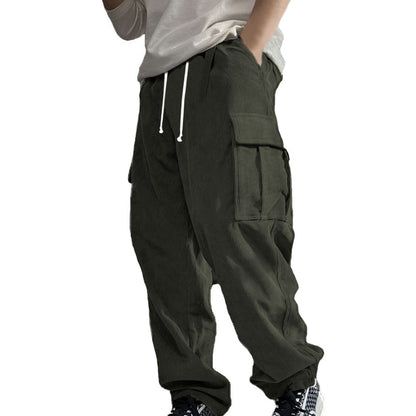 Men's Stylish Cargo Pants with Side Pockets and Elastic Waistband Skorter