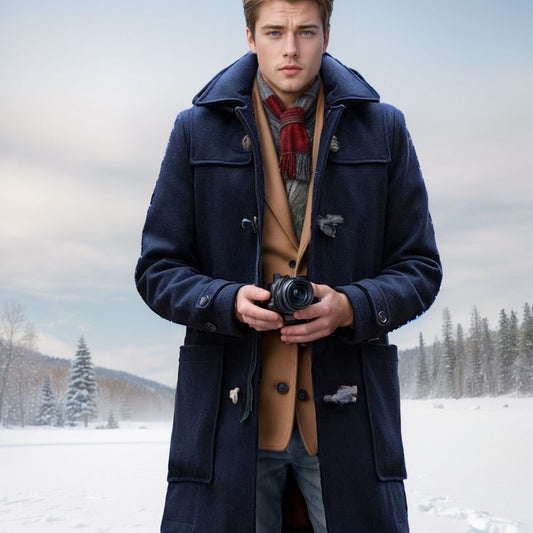 Men's stylish duffle coat made of high-quality wool with a hood and practical buttons Skorter