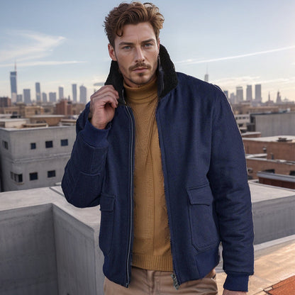 Men's warm fleece jacket with stand-up collar and practical pockets Skorter