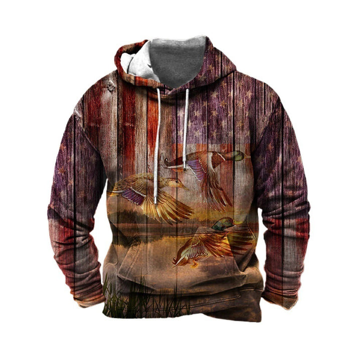 Men's hoodie with impressive wildlife print and patriotic accents Skorter