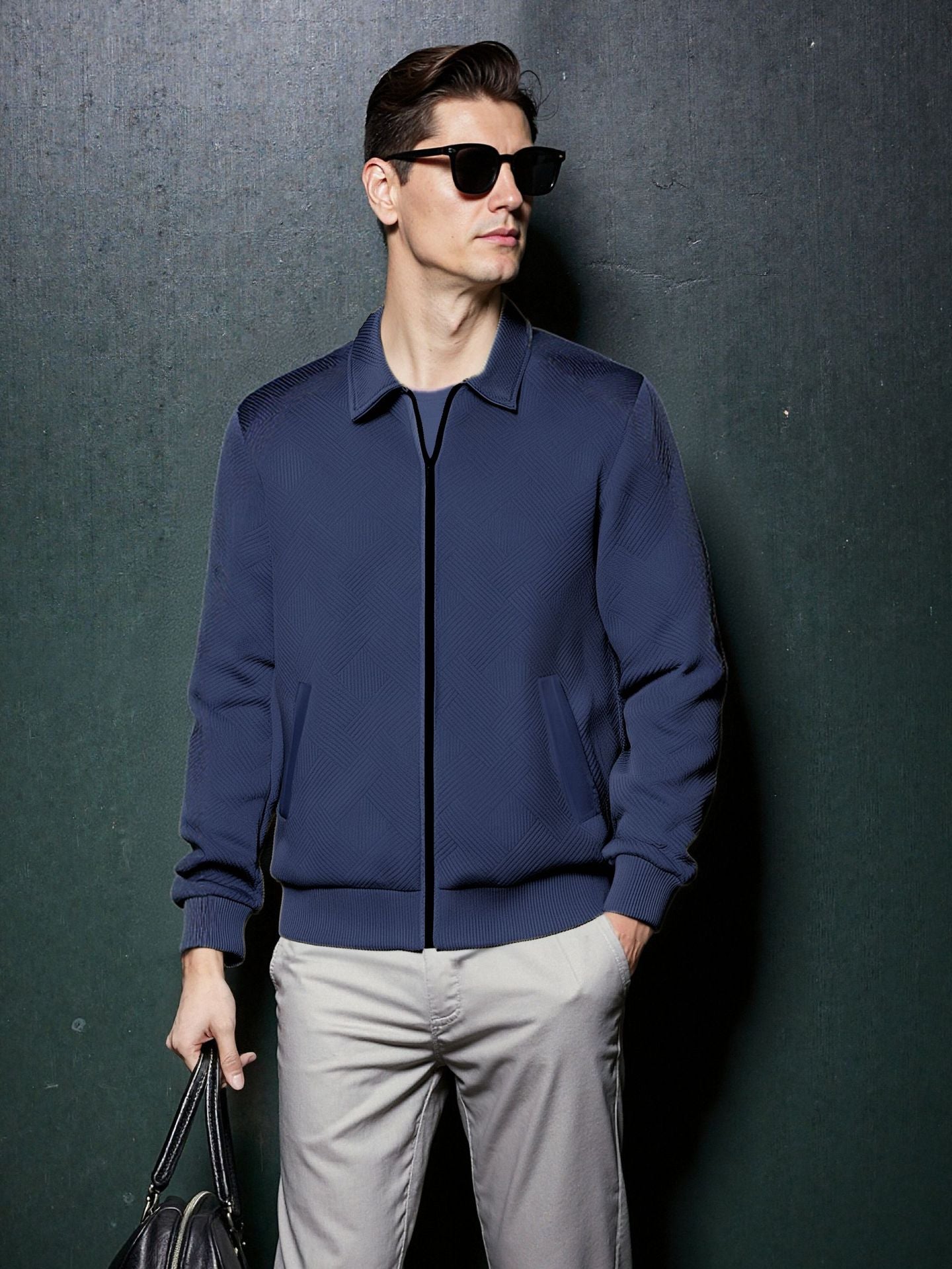 Men's sporty jacket with textured design and modern collar Skorter