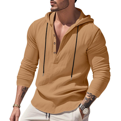 Men's stylish hooded shirt with button placket and casual fit Skorter
