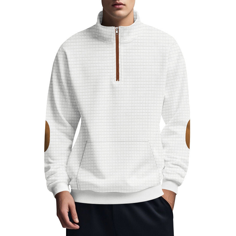 Men's sporty sweater with half zipper and structured surface Skorter