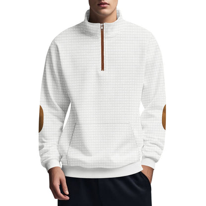 Men's sporty sweater with half zipper and structured surface Skorter