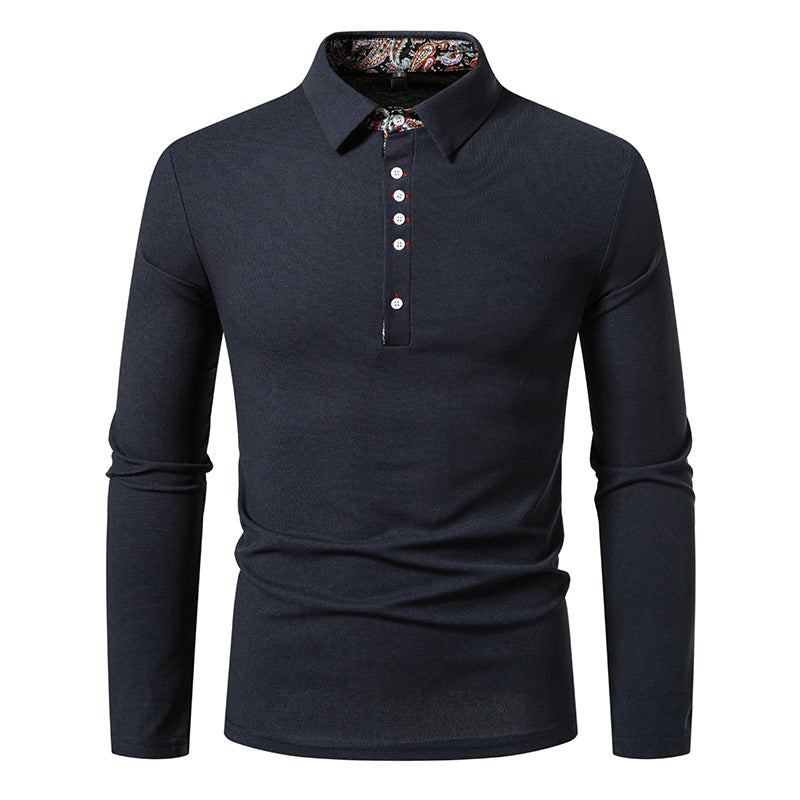 Men's long sleeve shirt with elegant breast pockets and modern stand-up collar Skorter
