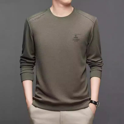 Herrtröja med lång ärm och texturerad design, sportig skorter
