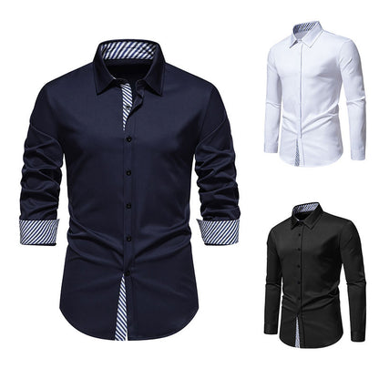 Men's Long Sleeve Shirt with Modern Contrast Design Skorter
