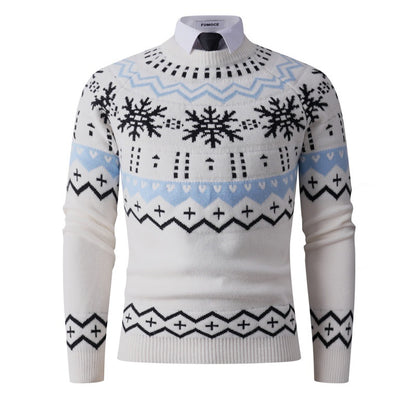 Men's stylish knit sweater with creative snow pattern Skorter