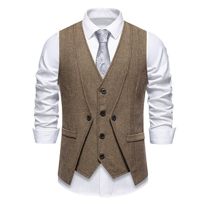 Men's suit vest in elegant herringbone design with practical pockets Skorter